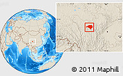 Shaded Relief Location Map of Luhuo