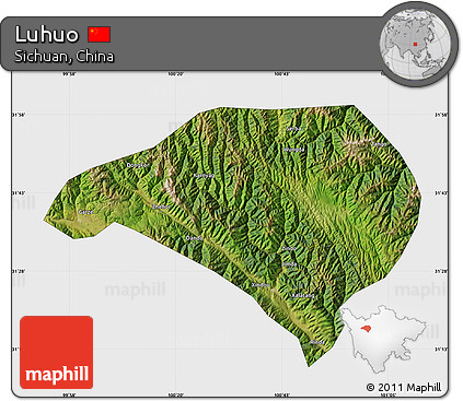Satellite Map of Luhuo, single color outside