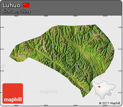 Satellite Map of Luhuo, single color outside