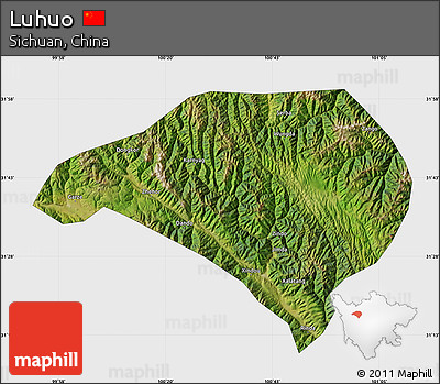 Satellite Map of Luhuo, single color outside
