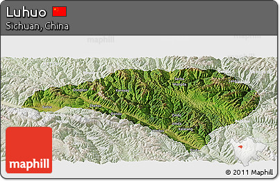 Satellite Panoramic Map of Luhuo, lighten