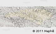 Shaded Relief Panoramic Map of Luhuo, semi-desaturated