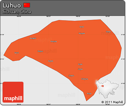 Political Simple Map of Luhuo, single color outside