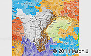 Physical Map of Sichuan, political shades outside