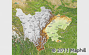 Physical Map of Sichuan, satellite outside