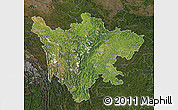 Satellite Map of Sichuan, darken