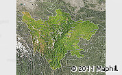 Satellite Map of Sichuan, semi-desaturated