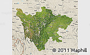 Satellite Map of Sichuan, shaded relief outside