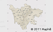 Shaded Relief Map of Sichuan, cropped outside