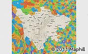 Shaded Relief Map of Sichuan, political outside