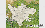 Shaded Relief Map of Sichuan, satellite outside