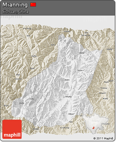 Classic Style 3D Map of Mianning