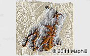 Physical 3D Map of Mianning, shaded relief outside