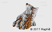Physical 3D Map of Mianning, single color outside