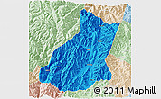 Political 3D Map of Mianning, lighten