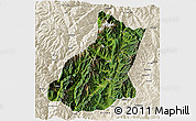 Satellite 3D Map of Mianning, shaded relief outside