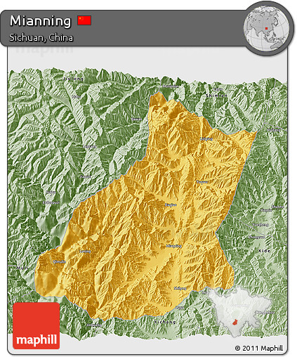 Savanna Style 3D Map of Mianning