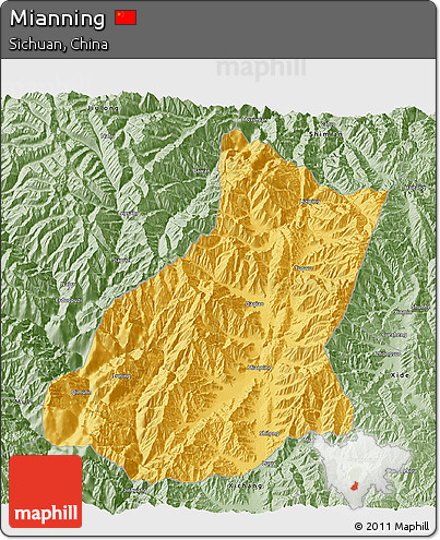 Savanna Style 3D Map of Mianning