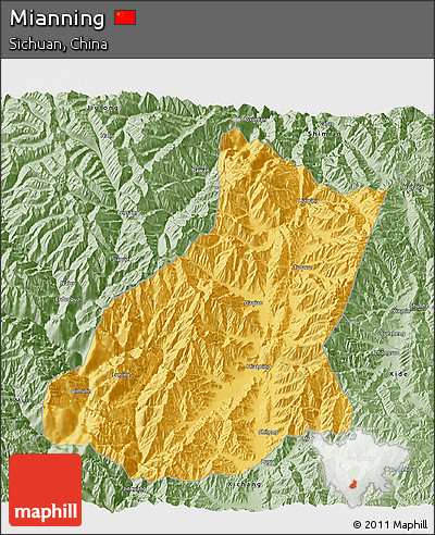 Savanna Style 3D Map of Mianning