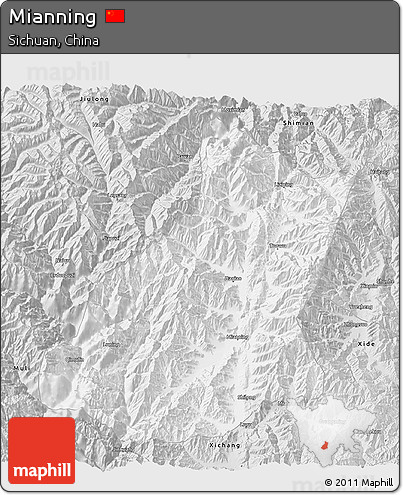 Silver Style 3D Map of Mianning