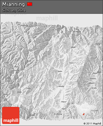 Silver Style 3D Map of Mianning