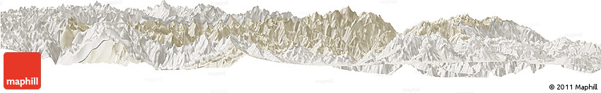Shaded Relief Horizon Map of Mianning, lighten