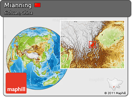 Physical Location Map of Mianning