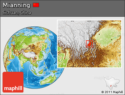 Physical Location Map of Mianning