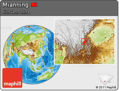 Physical Location Map of Mianning