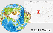 Physical Location Map of Mianning, highlighted country