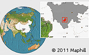 Satellite Location Map of Mianning, highlighted country, highlighted parent region