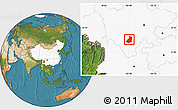 Satellite Location Map of Mianning, highlighted country