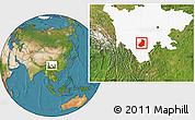 Satellite Location Map of Mianning, highlighted parent region
