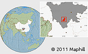 Savanna Style Location Map of Mianning, highlighted country, highlighted parent region, hill shading
