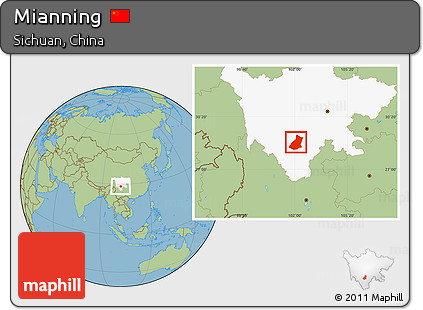 Savanna Style Location Map of Mianning, highlighted parent region
