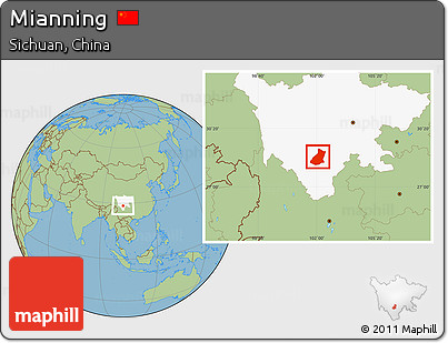 Savanna Style Location Map of Mianning, highlighted parent region