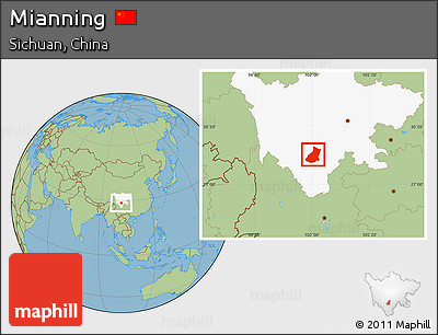 Savanna Style Location Map of Mianning, highlighted parent region