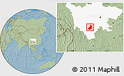 Savanna Style Location Map of Mianning, highlighted parent region, hill shading