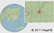 Savanna Style Location Map of Mianning, hill shading