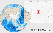 Shaded Relief Location Map of Mianning, highlighted country