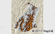 Physical Map of Mianning, shaded relief outside