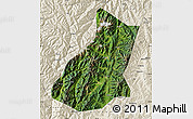 Satellite Map of Mianning, shaded relief outside