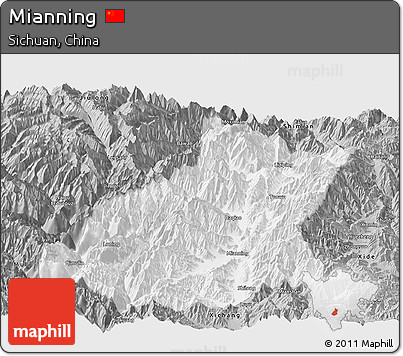 Gray Panoramic Map of Mianning