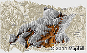 Physical Panoramic Map of Mianning, shaded relief outside