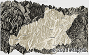 Shaded Relief Panoramic Map of Mianning, darken