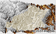 Shaded Relief Panoramic Map of Mianning, physical outside