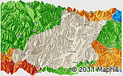 Shaded Relief Panoramic Map of Mianning, political outside