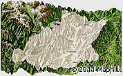 Shaded Relief Panoramic Map of Mianning, satellite outside