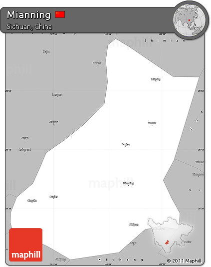 Gray Simple Map of Mianning