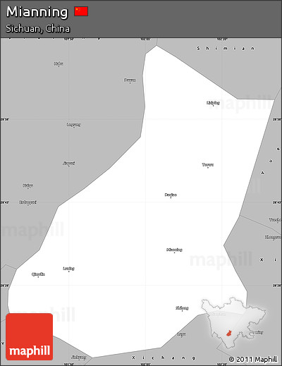 Gray Simple Map of Mianning